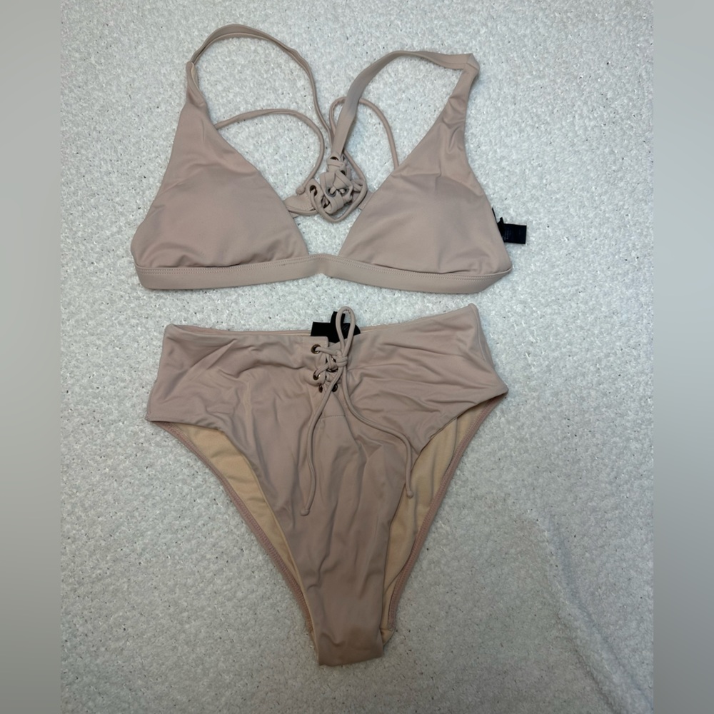 Very light pink high waisted bikini L.A. Hearts (PACSUN).